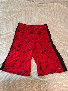 Xersion Red Athletic Basketball Shorts with Black Side Panels